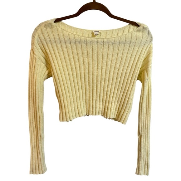 Garage Yellow Soft Ribbed Cropped Sweater - Picture 1 of 5